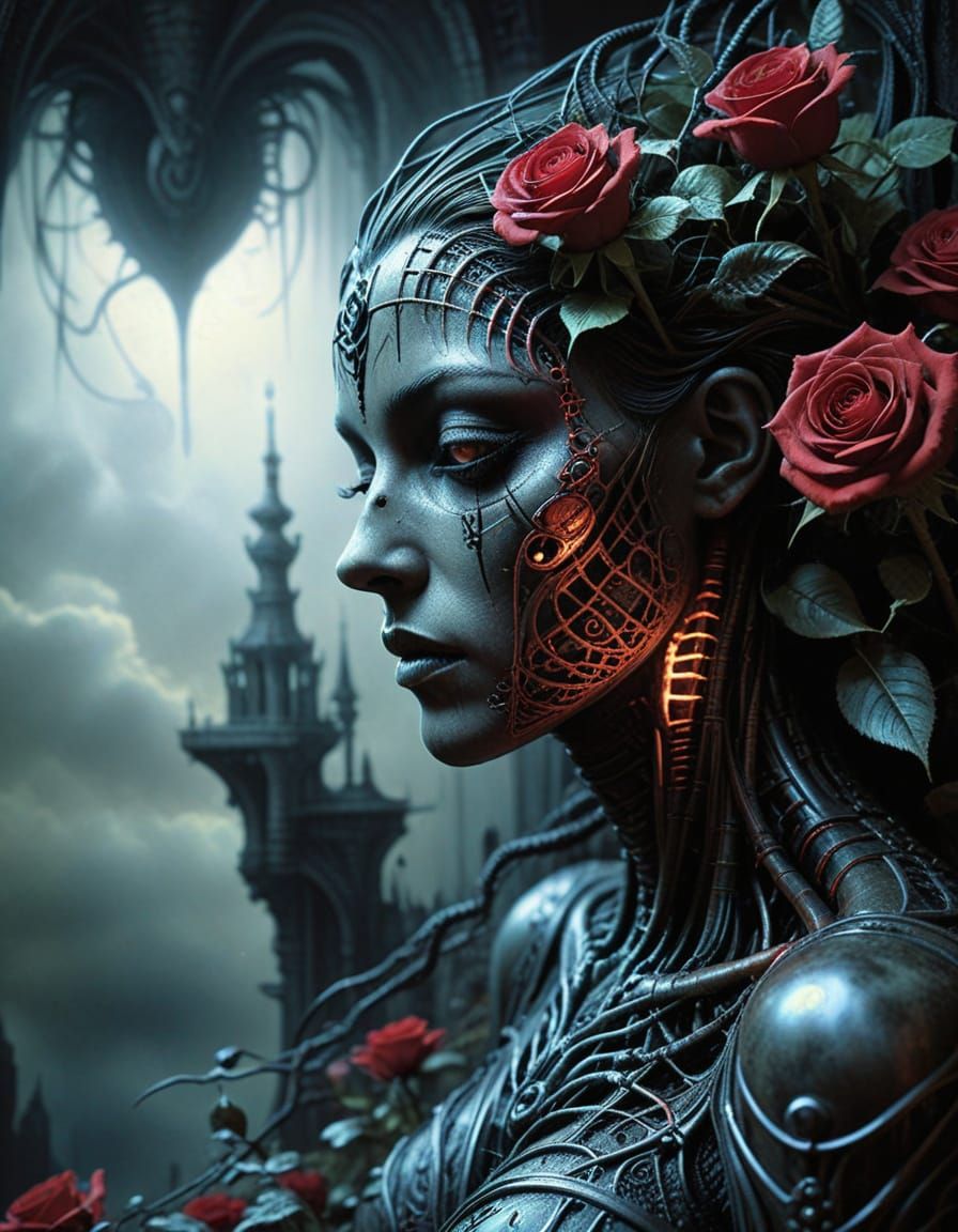 Ethereal Alabaster Heart Surreal Bioluminescent Gases