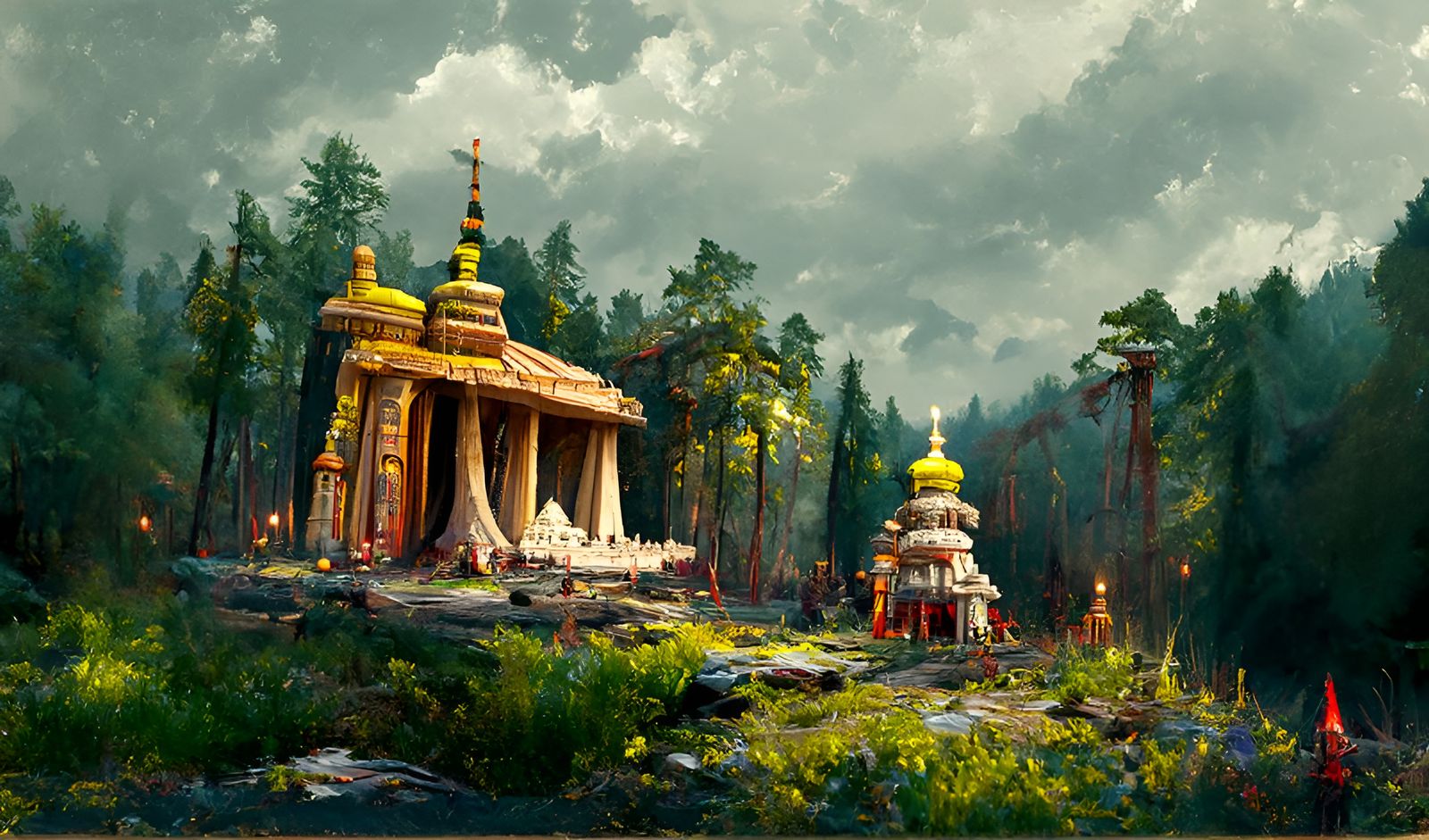 Forest Temple Matte Painting Concept Art