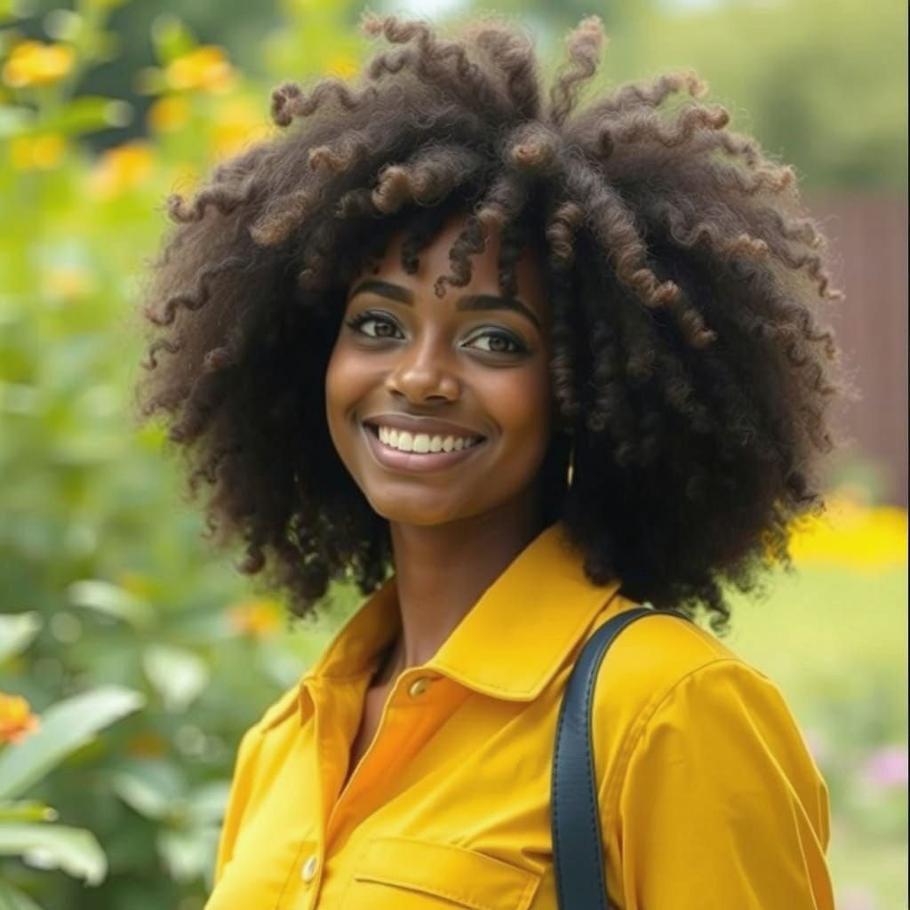 Vibrant Woman in Sunny Garden