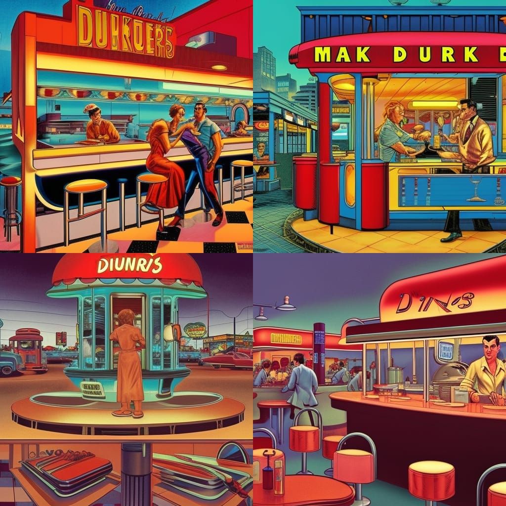 Classic 1950s Diner in Comic Book Style