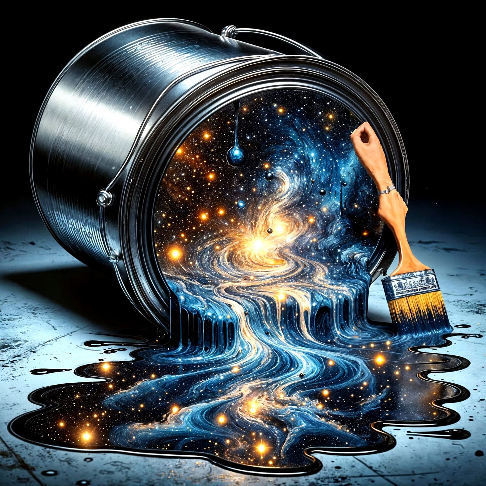 Cosmos in a Can: Spilled Starry Night Landscape