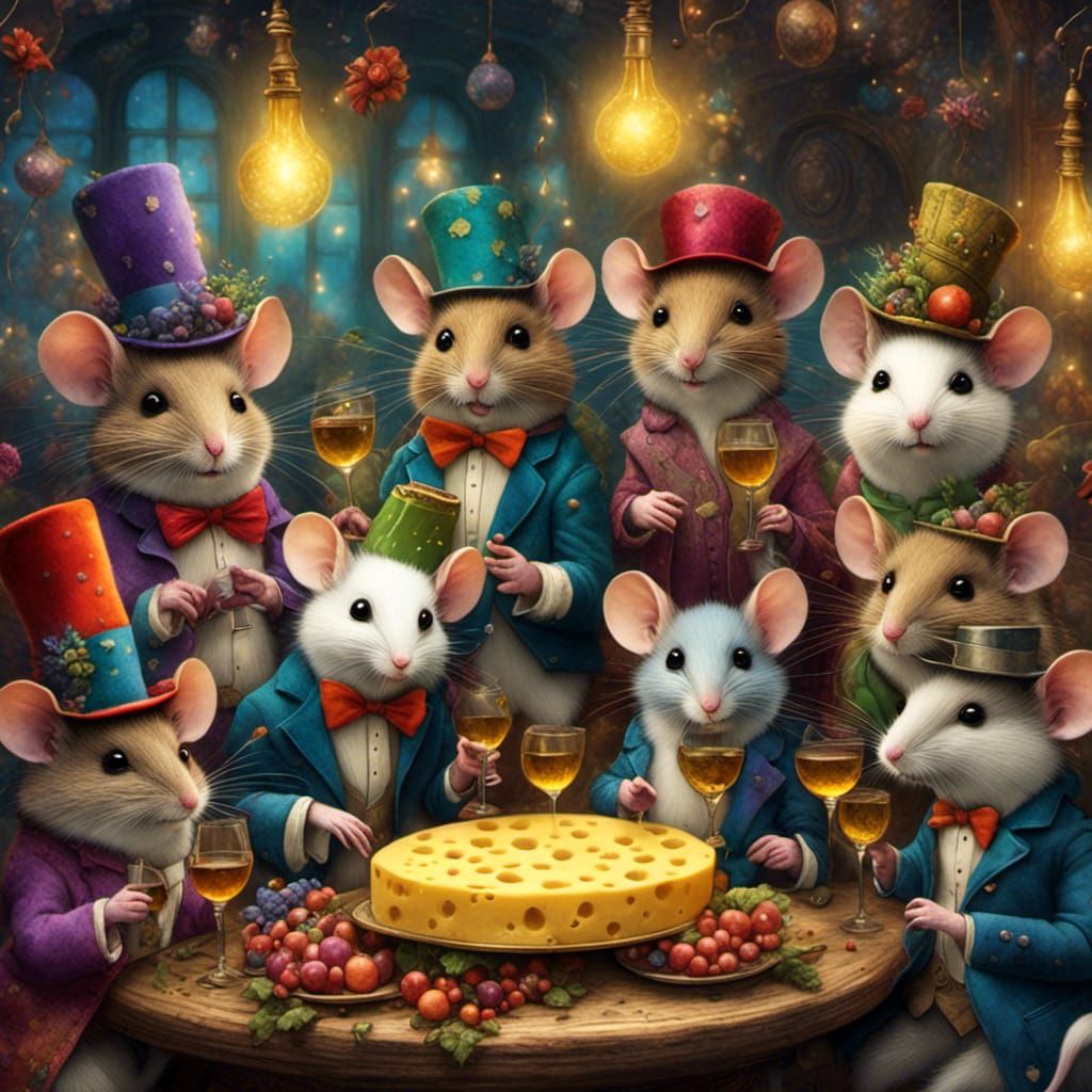 Mice Celebrate New Year's Eve in Style
