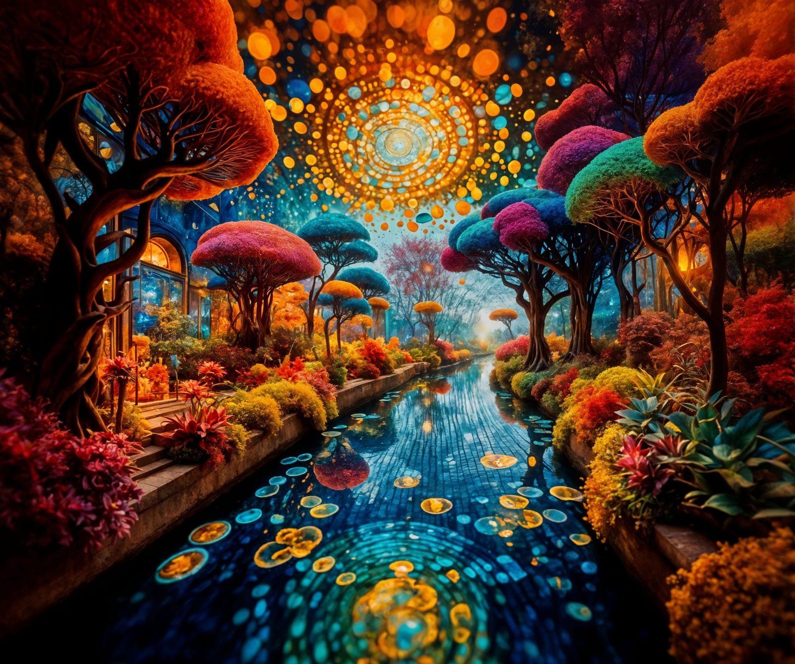 Dreamlike Surreal Landscape in Art Nouveau Style