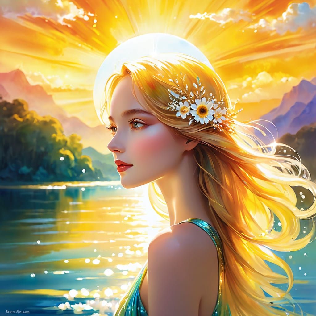 Soft Focus Art Deco Sunshine Scene in Dreamy Impressionist S...