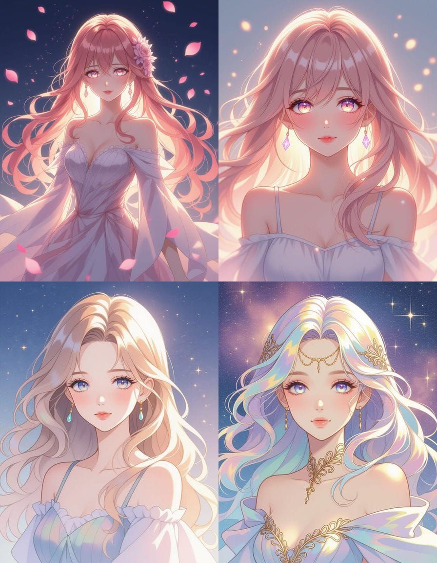 Ethereal Anime Lady in Rose Gold Hues