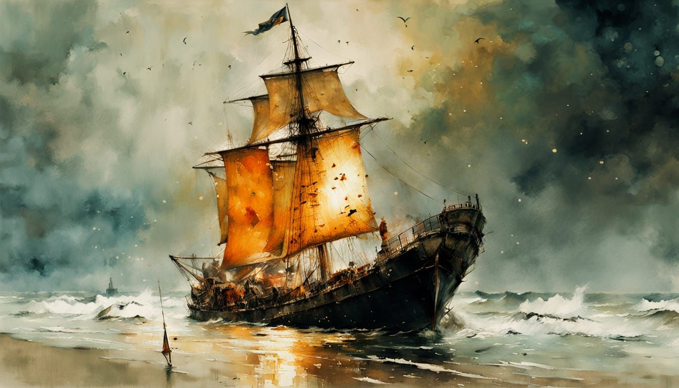 Textured Moonlight Landscape with Embossed Paint Style