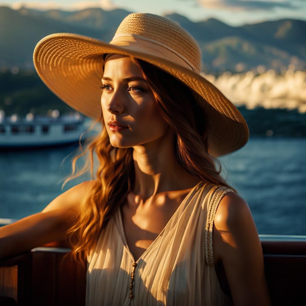 Greek Island Ferry Ride as Oil Painting