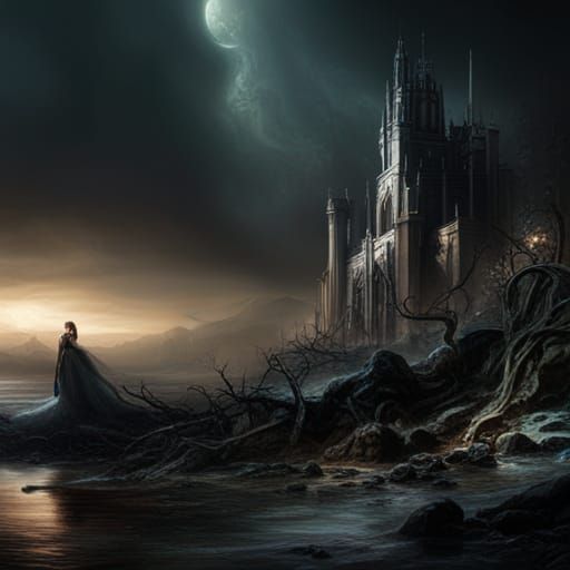 Lovecraftian Princess in Digital Matte Painting Style