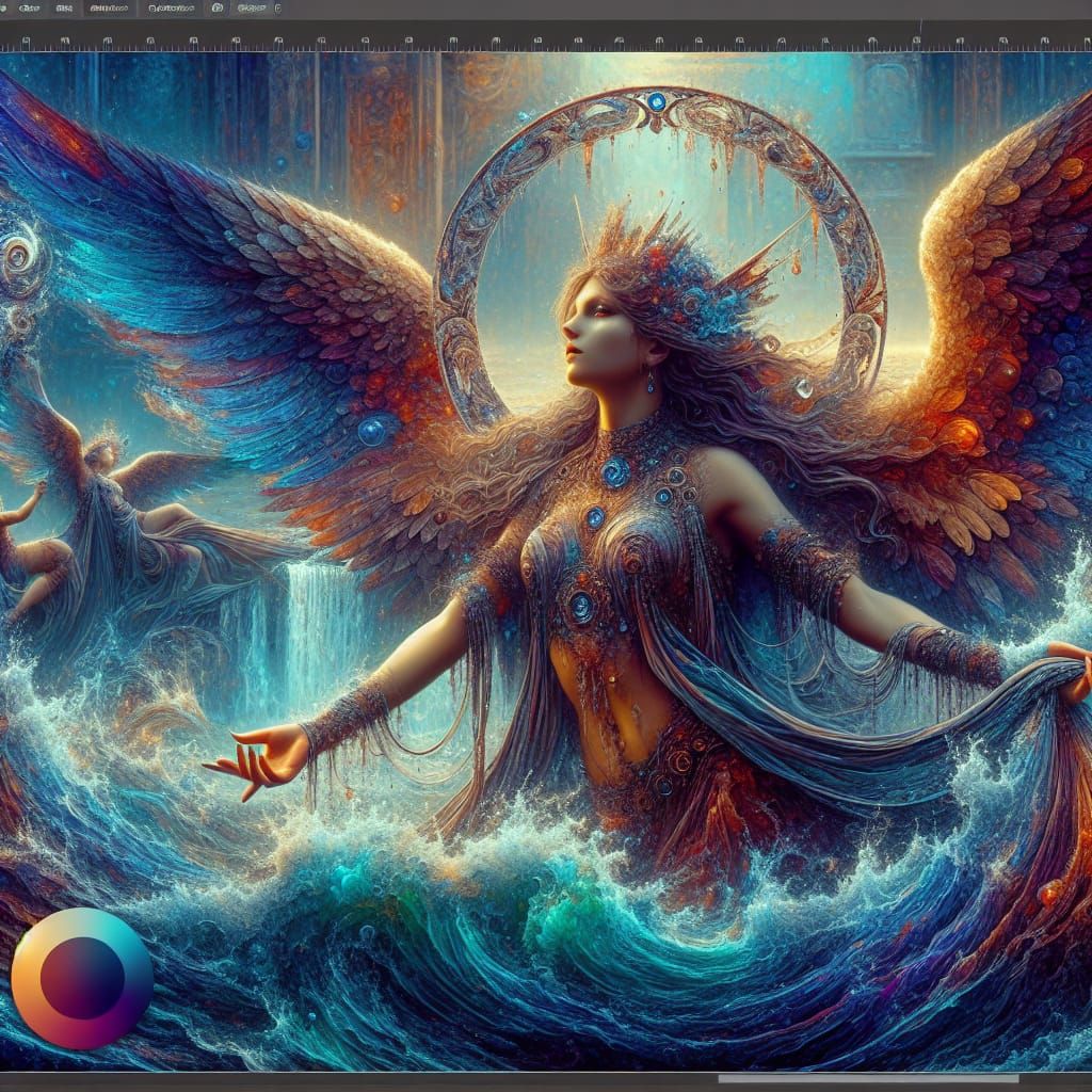 Kutiel, Angel of Water in Detailed Matte Painting