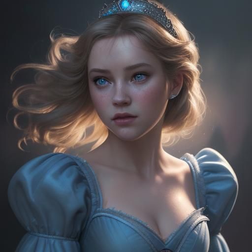 Cinderella in Dark Disney Style: Hyperrealistic Portrait
