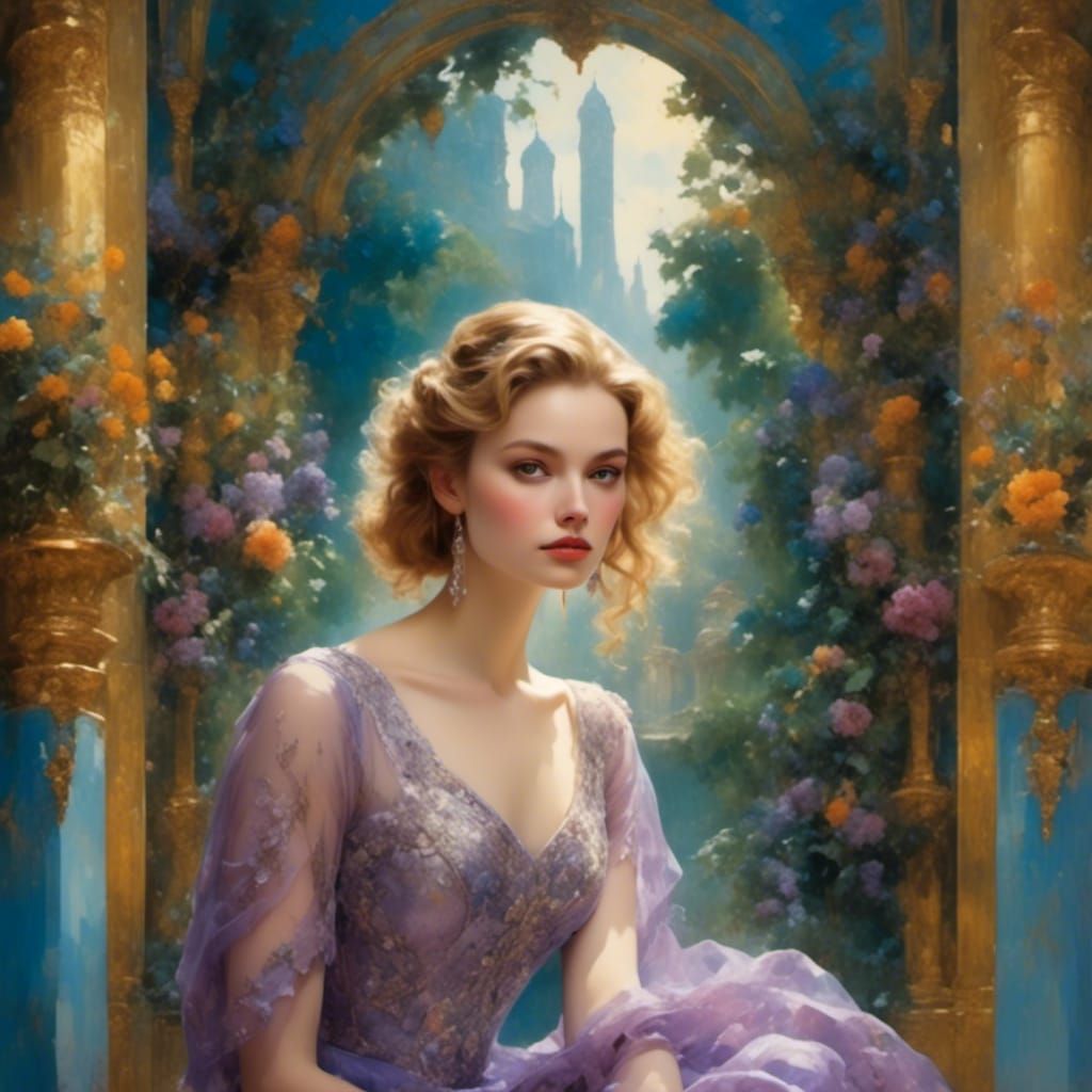 Renaissance Woman in Garden, Catherine Nolin Style