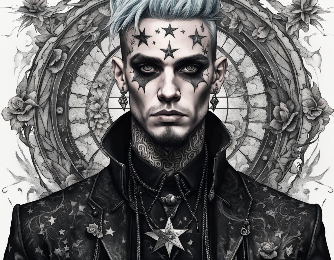 Grunge Goth Star Portrait in 8k Resolution