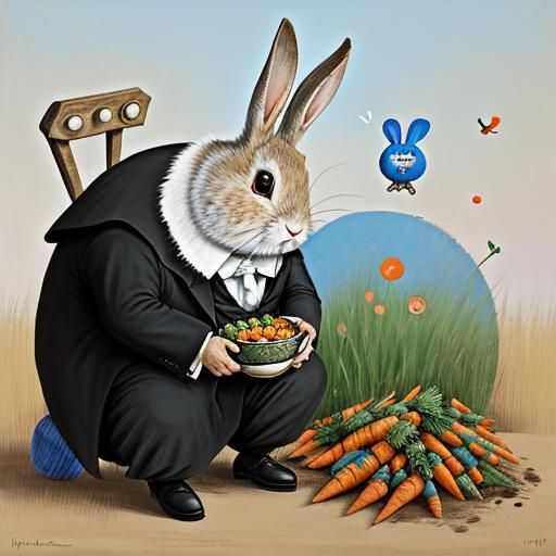 Prankster Rabbit: Street Art Inspired by Miro and Repin