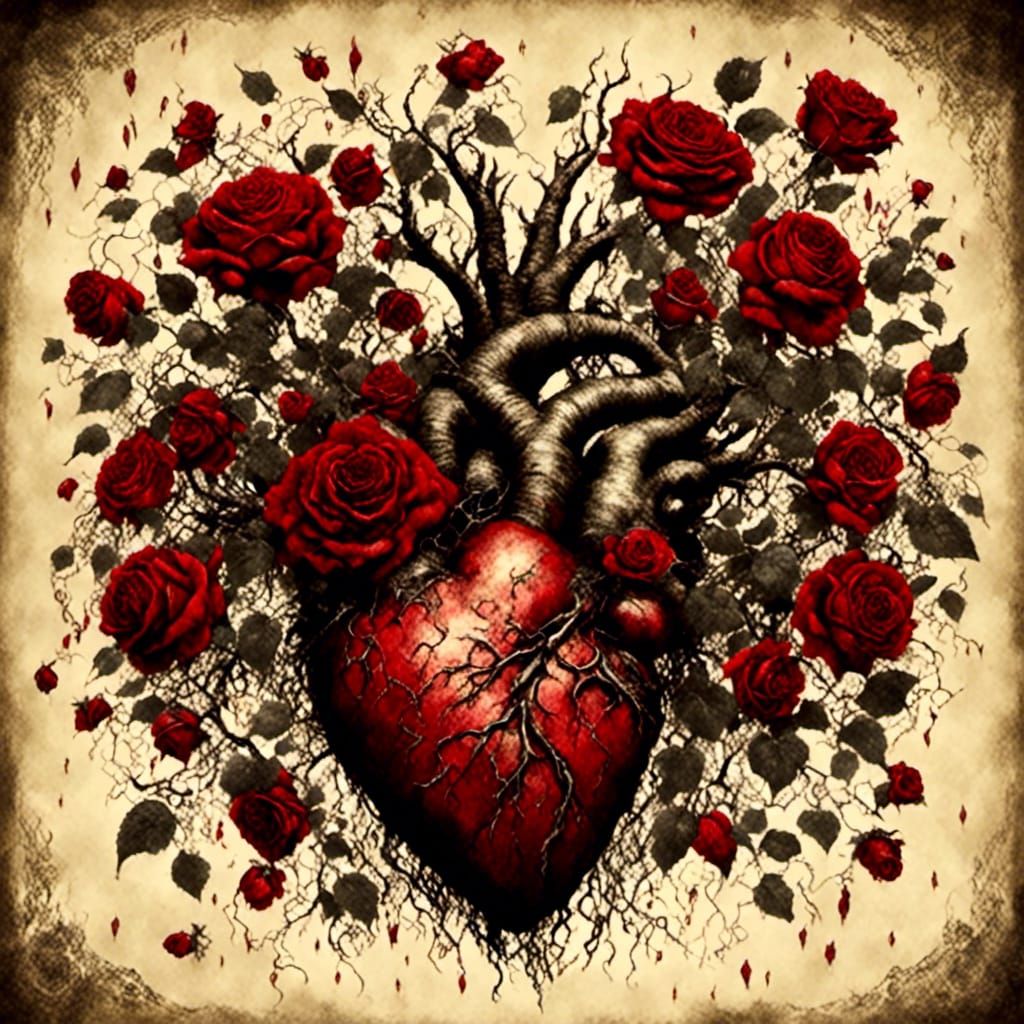 Gothic CD Cover: Bleeding Heart and Crimson Roses