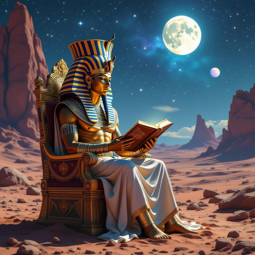 Pharaoh on Alien Planet in Sci-Fi Style