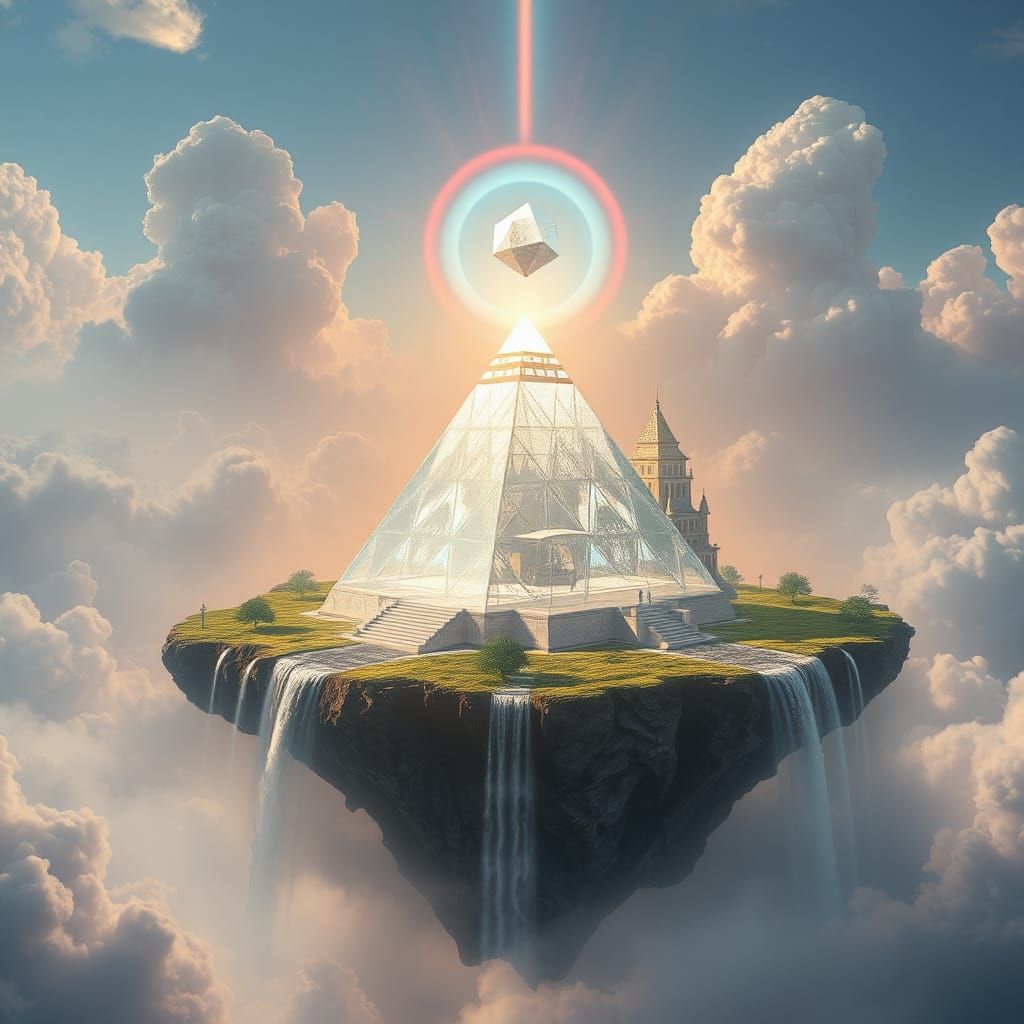 Crystal Atlantis and Holographic Spacecraft Digital Painting