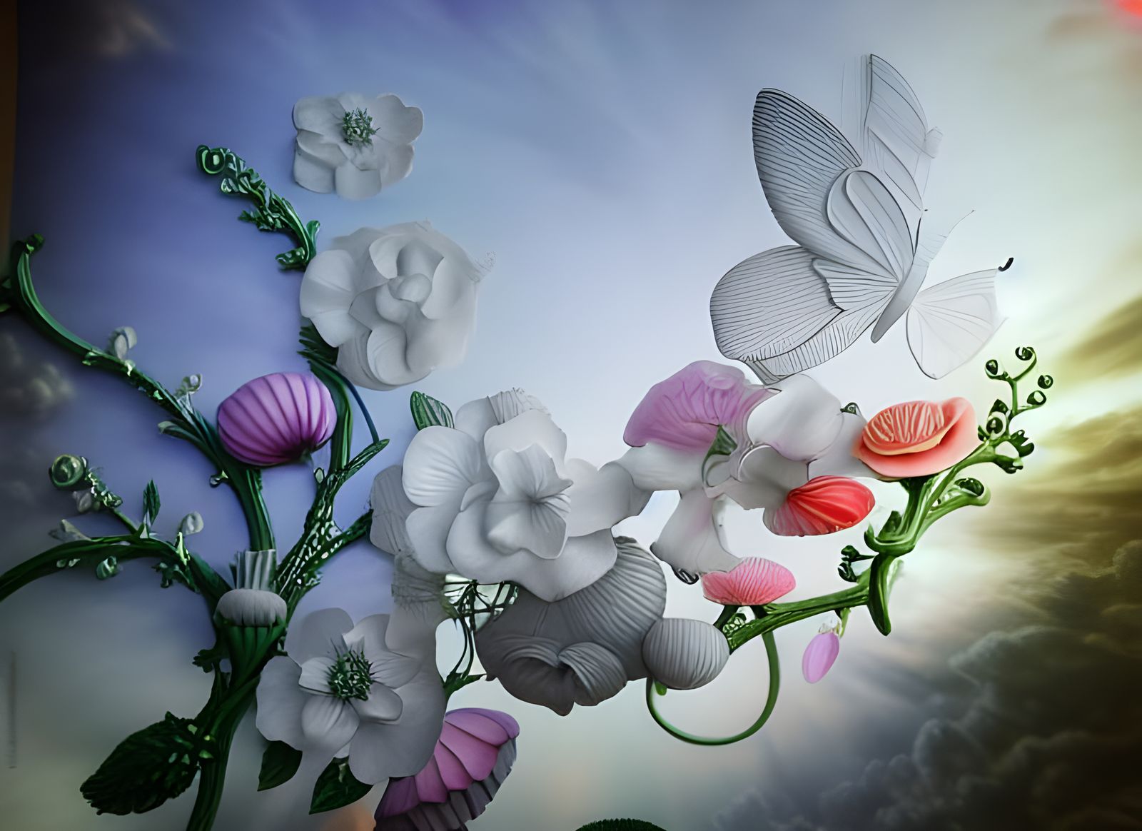 Surreal Flowers: Healing Light in Dreamlike 3D