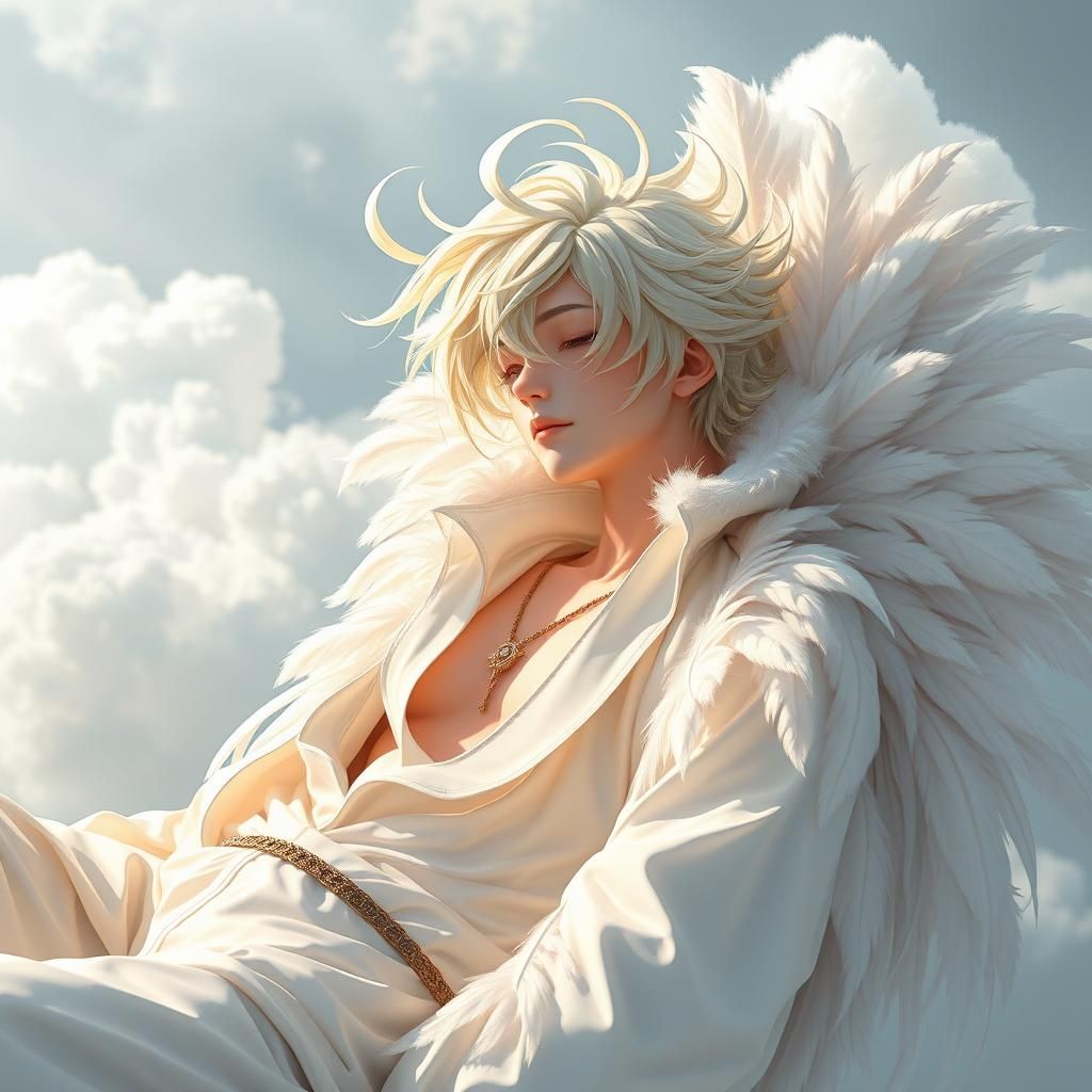 Relaxed Cloud Sylph in Ethereal 3D Anime Style