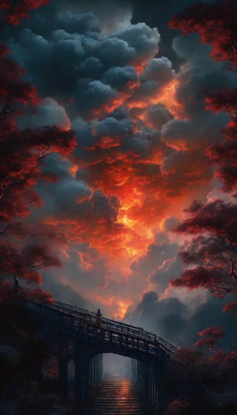 a dark sky filled with lots of clouds, artist unknown, photo...
