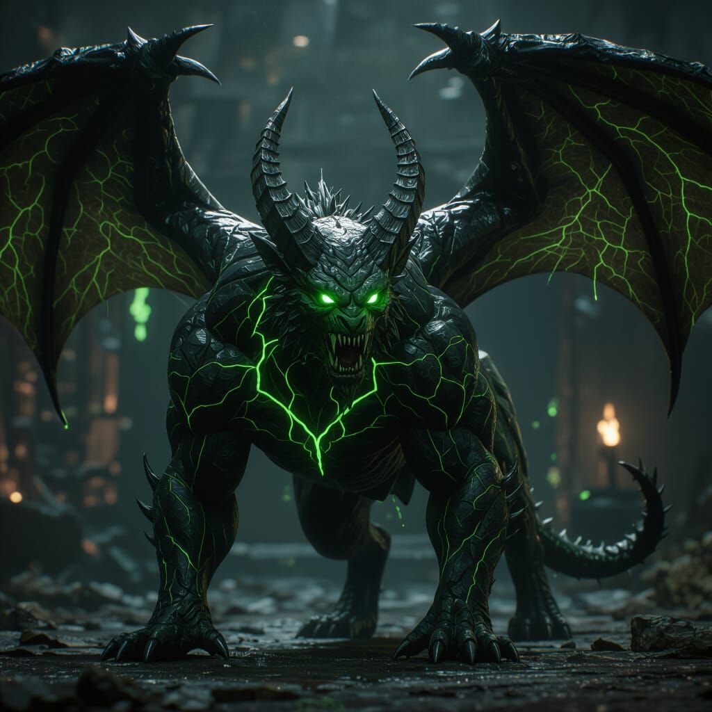 Demonic Guardian Beast 3D Render in Unreal Engine 5 Style