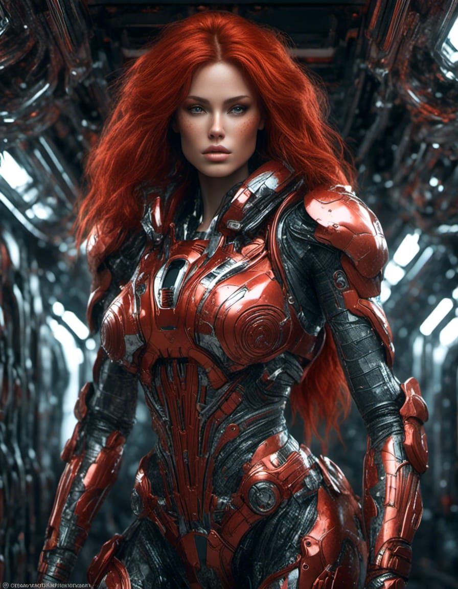 Detailed Sci-Fi Woman Illustration in Hyperrealism