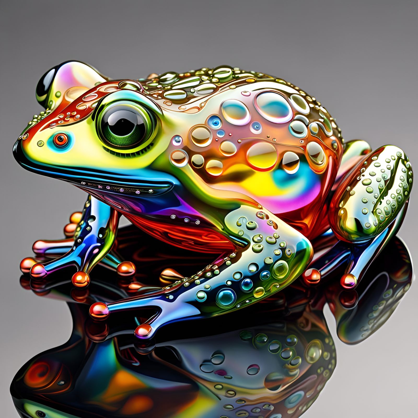 Hyperdetailed Blown Glass Frog Figurine Digital Art