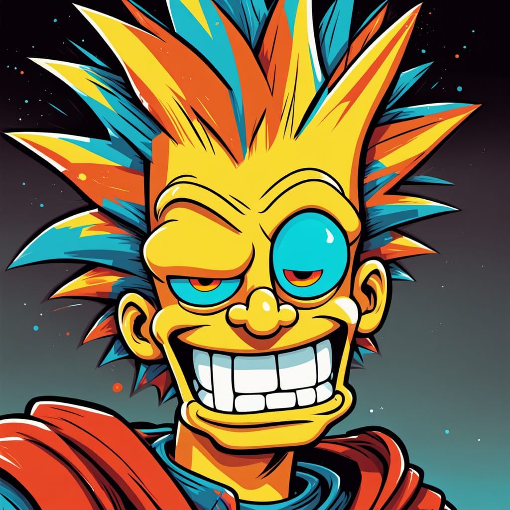 Mischievous Bart Simpson in Bold Comic Book Style