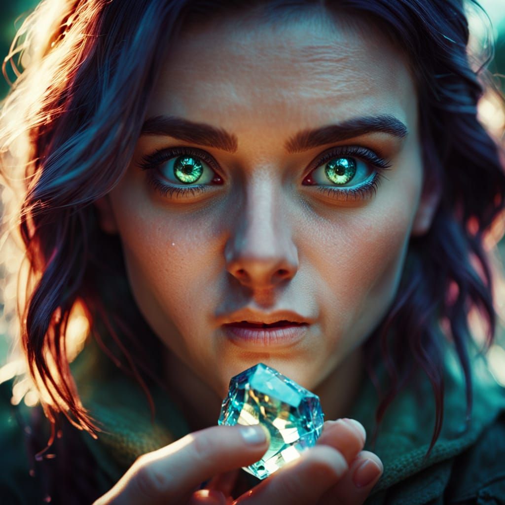 Girl Holds a Melting Crystal Gem