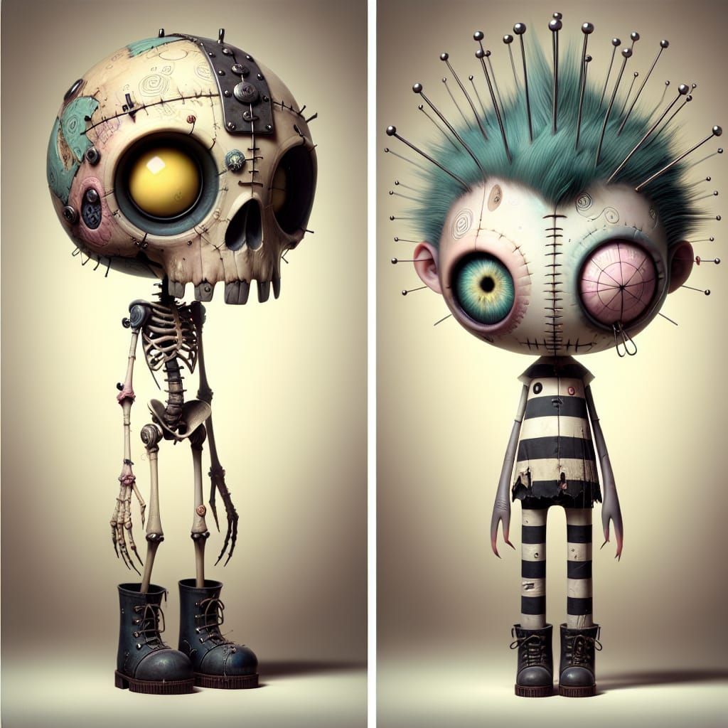 stylized animated characters with a Tim Burton-esque gothic ...