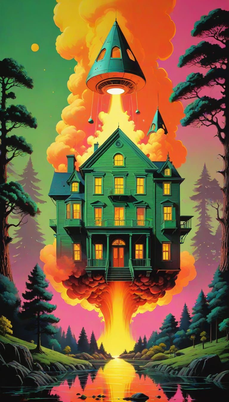 Surreal Trompe L'oeil Masterpiece in Vibrant Impressionist S...