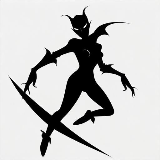 Surreal Vampire Silhouette in Minimalist Ink Drawing