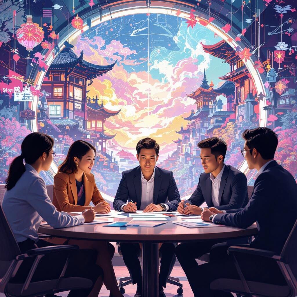 Professionals Learning Digital Tools in Fantasy Art Style