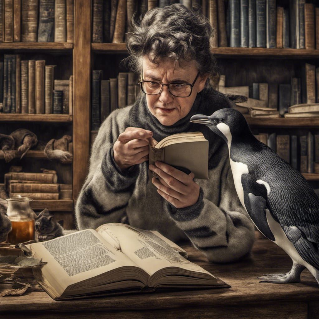 Linux Penguin with Josie Reading a Book