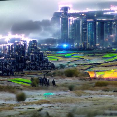 Dystopian Future: Holographic Flickering Light Concept Art
