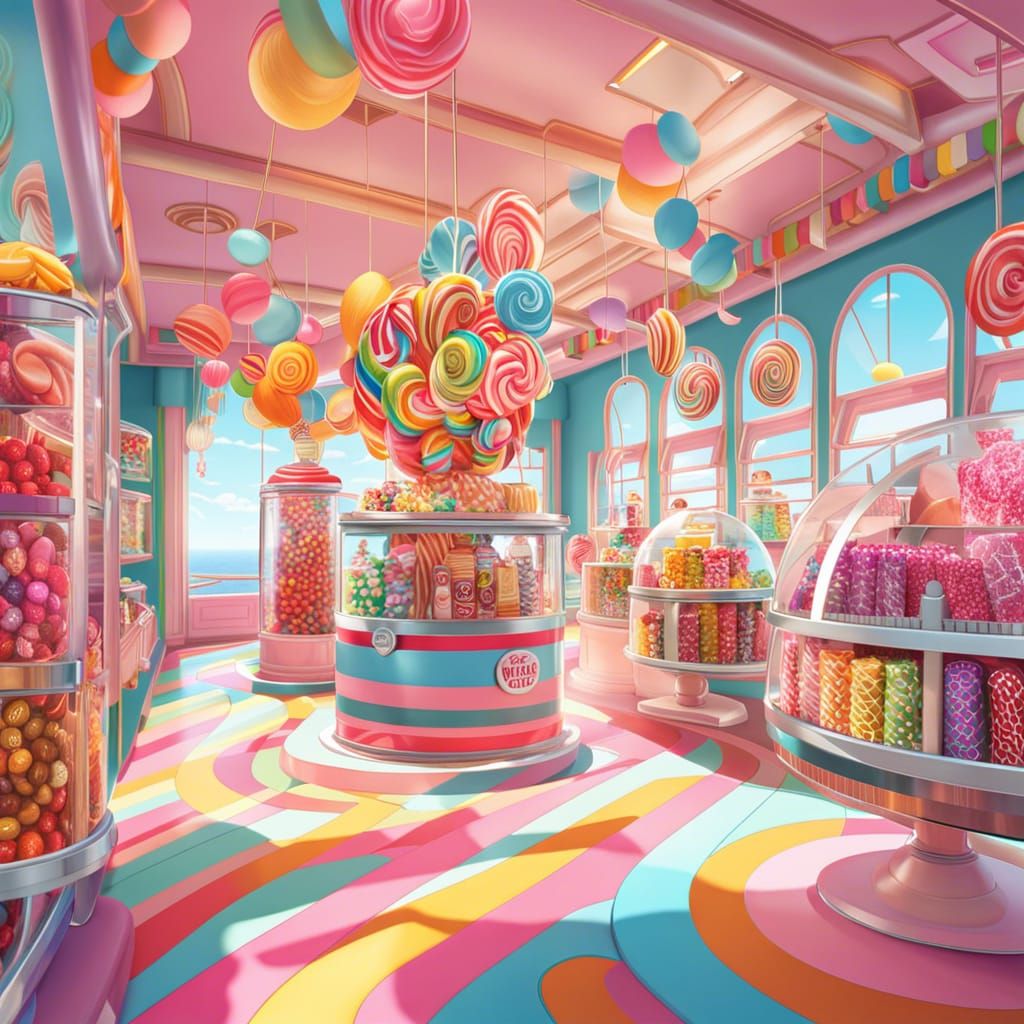 Whimsical Candy Shop Interior in Postmodern Style