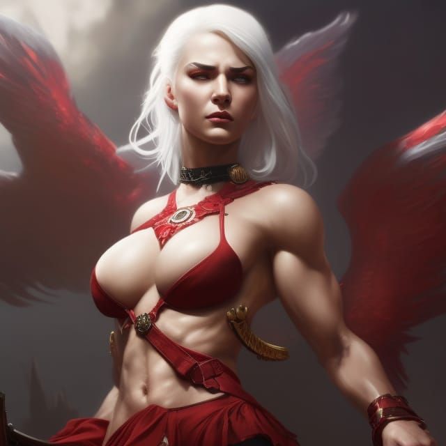 Hyperdetailed Dark Fantasy Girl with Red Tattoos