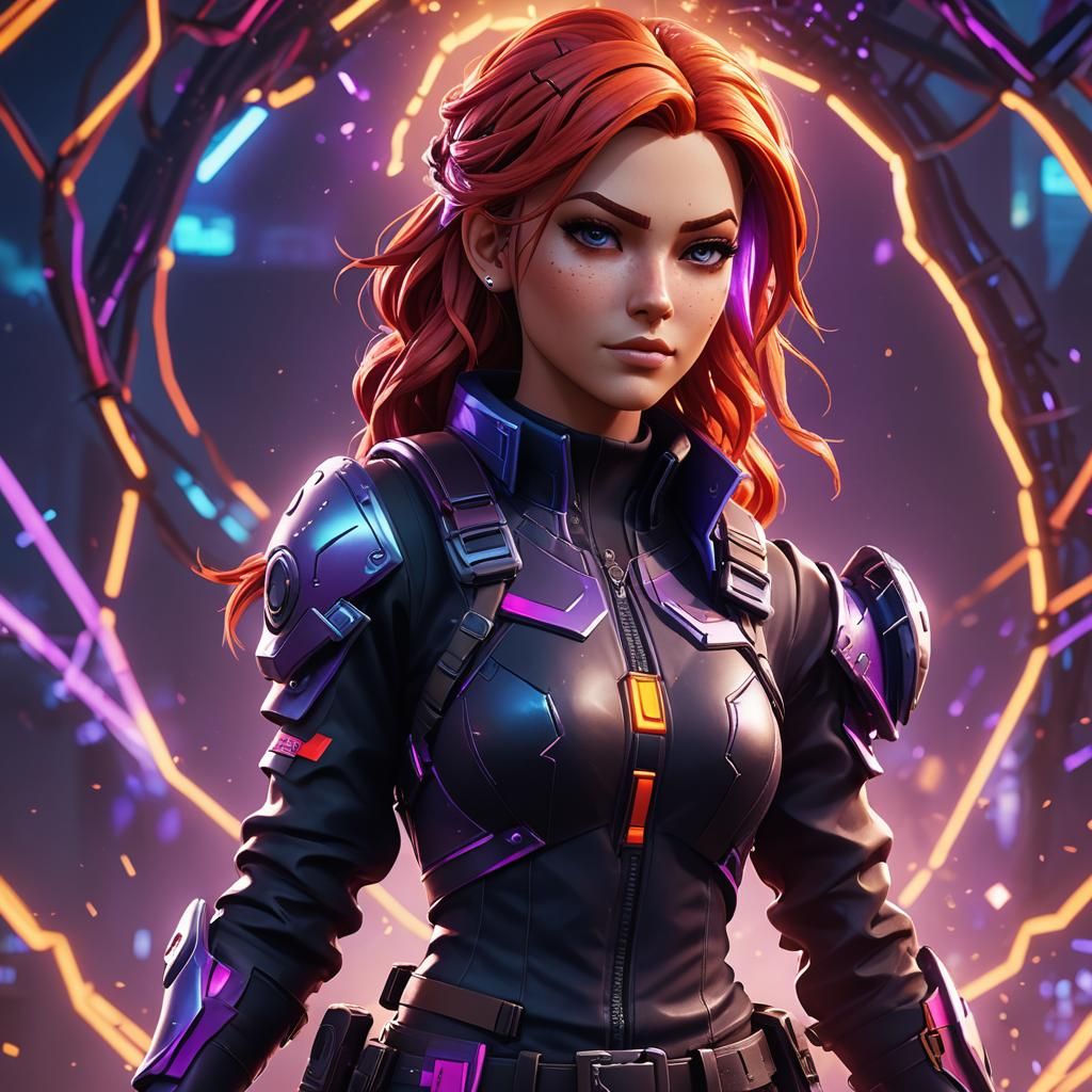 Red-Haired Woman Rendered in Fortnite Style
