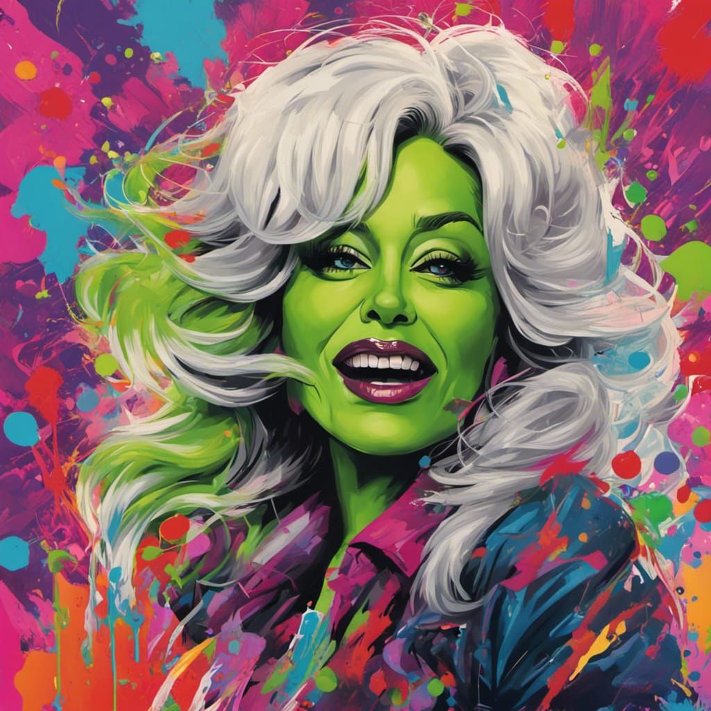 Dolly Parton as She-Hulk Graffiti Art