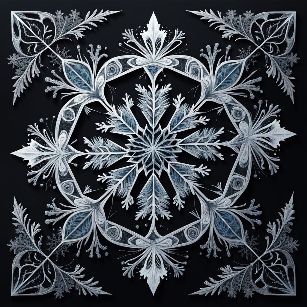 Fractal Snowflake in Hyper-Real Digital Art