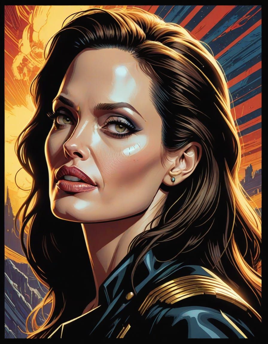 Angelina Jolie in Comic Book Art Style