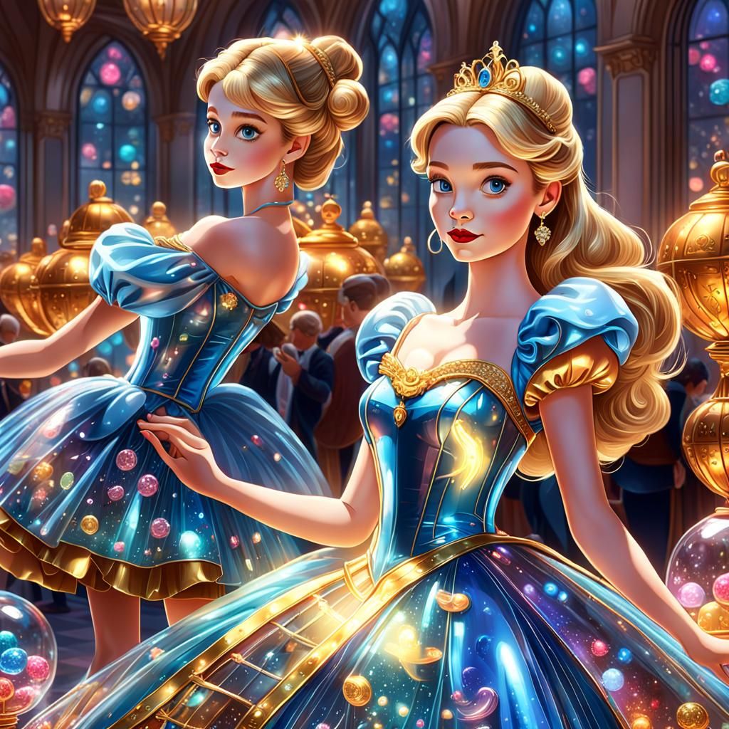Cinderella in Candy Art Style with Golden Tesla