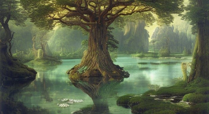 Ethereal Glitter Tree in Glass Galaxy Forest