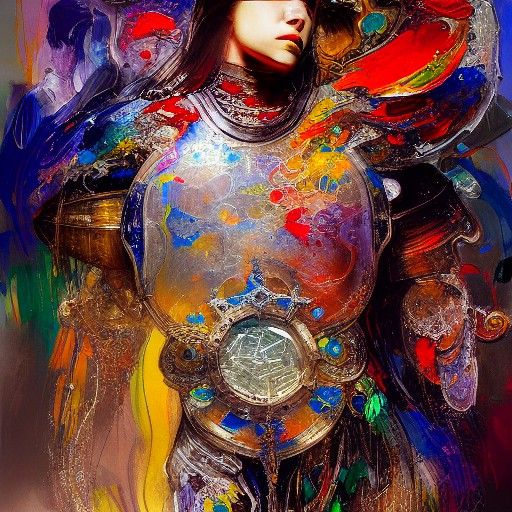 Crystal Breastplate: Action Painting in Hyperreal Style
