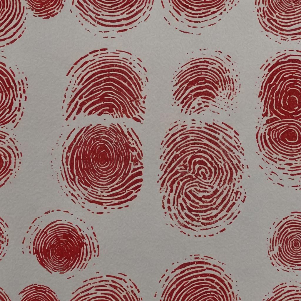 Red Fingerprint mid page covering 3/4 with background scene