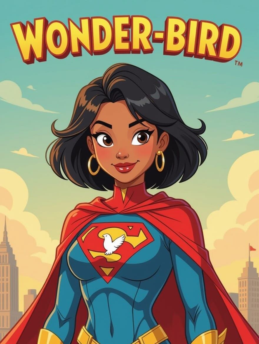 Wonder-Bird: Superheroine in 2D Cartoon Style