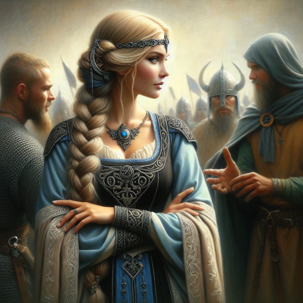 Viking Goddess Var Oversees Oath in Detailed Digital Paintin...