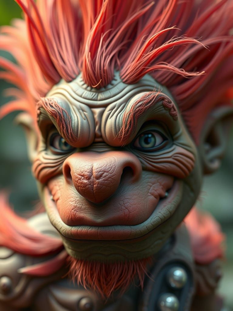 Vibrant 3D Troll Face with Realistic Skin