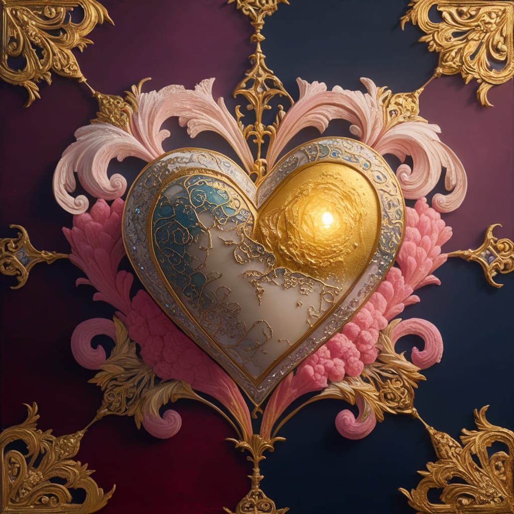 Ornate Heart: A Fantasy Illustration in Klimt Style