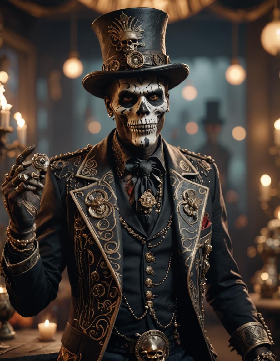 Realistic Portrait of Baron Samedi in UHD