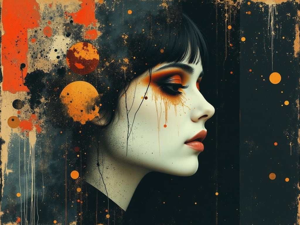 Ethereal Gothic Woman in Abstract Dreamscape